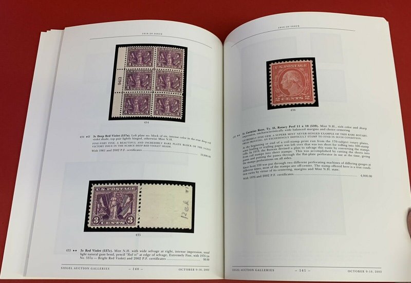 Drucker Collection of U.S. Stamps, Robert A. Siegel, Sale 851, Oct. 9-10, 2002 