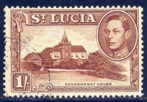 St. Lucia 1938 KGVI  Government House Mi. 110 Used