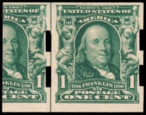 United States Scott 314 H. Line Pair w/ Schermack Perf. (1906) Mint H VF W