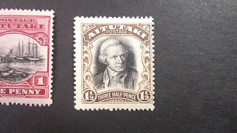 Aitutaki 1920-1927 Capt. Cook Issue Scott# 28-33 Mint CPL Light Hinge/Pencil #s