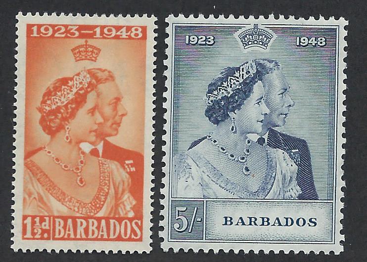 BARBADOS SC# 210-11 F-VF OG 1948