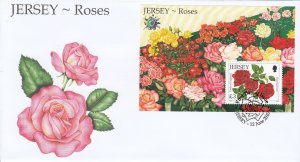 Jersey 2010 Roses Miniature Sheet, with Logo, on official FDC