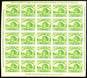 U.S. #730 MINT NH SOUVENIR SHEET