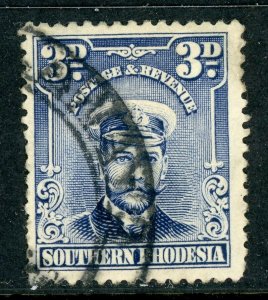 Southern Rhodesia 1924 British KGV 3d Blue P14 Scott #5 VFU Y925