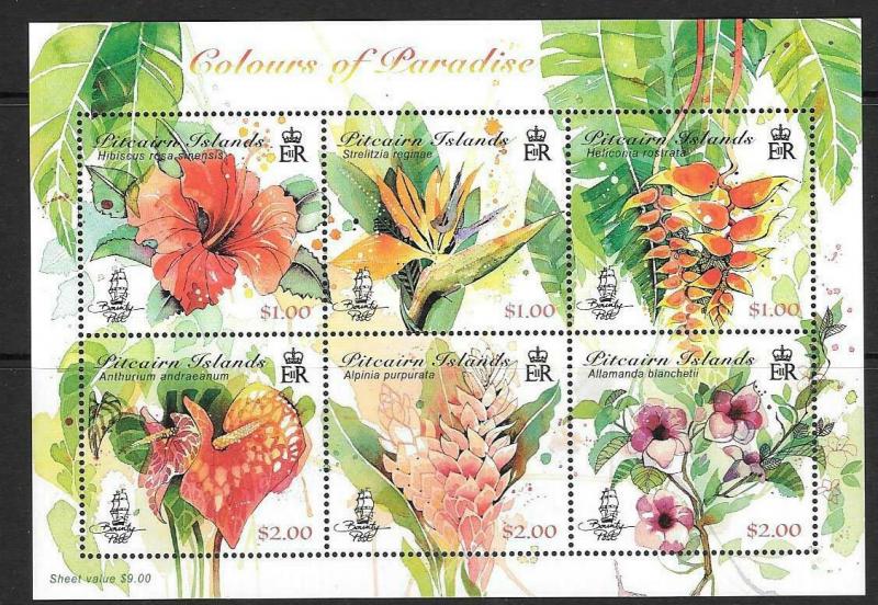 PITCAIRN ISLANDS 2018 COLOURS OF PARADISE M/S MNH