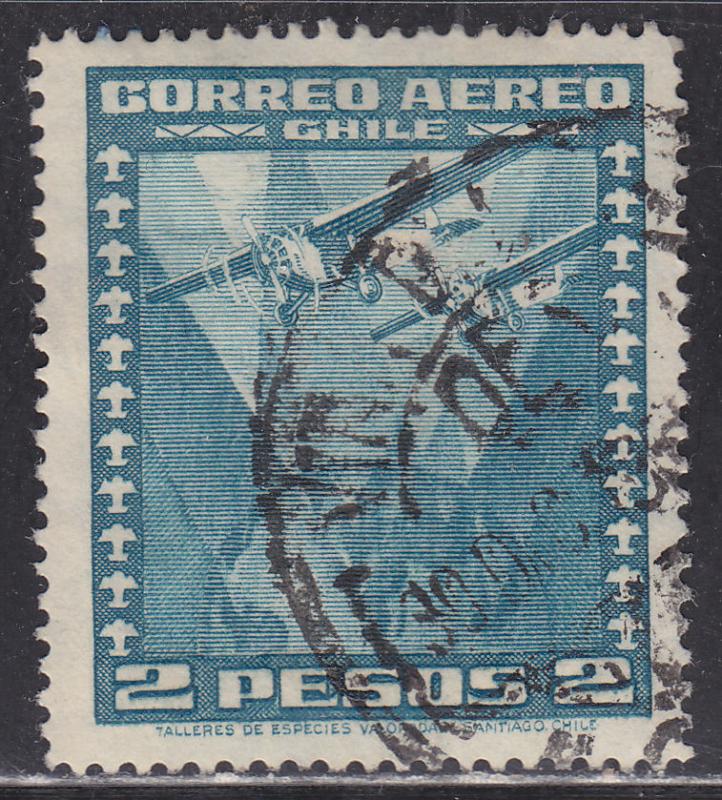 Chile C40 Two Airplanes Over Globe 1934