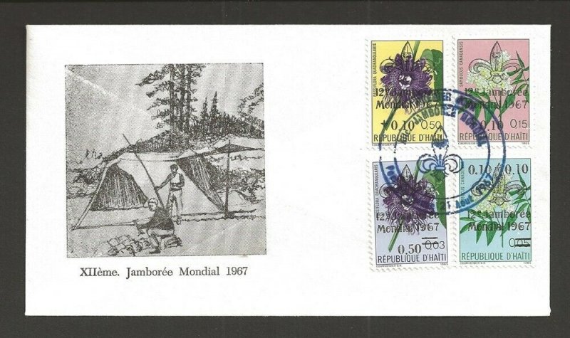 1967 Haiti Scouts World Jamboree ovpt flowers FDC 