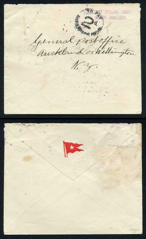 Pitcairn Is SGC3 1926 POSTED AT PITCAIRN ISLAND/NO STAMPS AVAILABLE cachet RARE