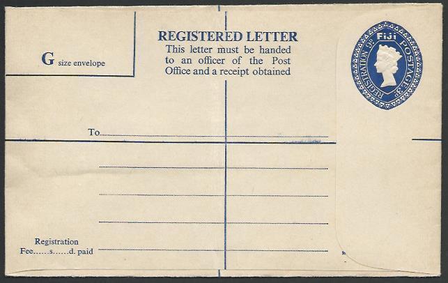 FIJI QE 3d registered envelope fine unused.................................25748