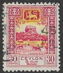 Ceylon # 310  Sigiriya Rock  30c  1950  (1)  VF Used