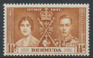 Bermuda  SG 108 SC# 116 MLH Coronation 1937 see details and scan