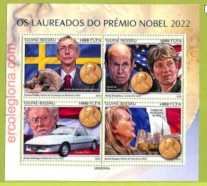 B0377 - GUINE-BISSAU - MISPERF ERROR Stamp Sheet - 2022 - Nobel Prize laureates-