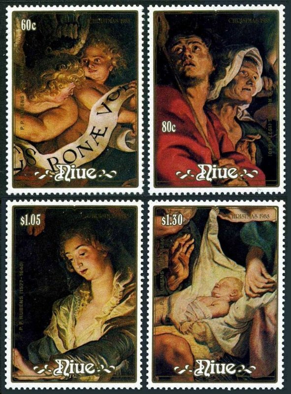 Niue 564-567,568 sheet,MNH.Michel 737-740,Bl.113. Christmas 1988.Peter Rubens.