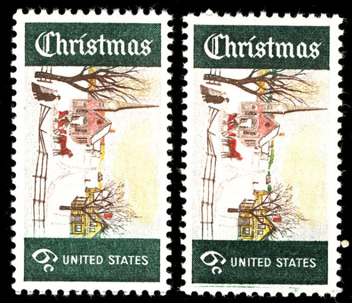 US #1384c COLOR ERROR, MISSING LITE GREEN, VF/XF mint never hinged, a true er...