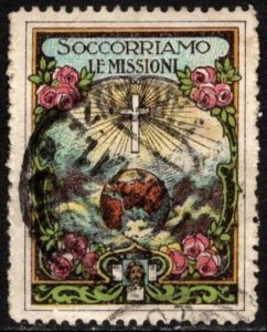 Vintage Italy Poster Stamp We Support The Missions Used Postmarked
