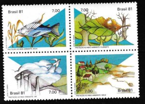 Brazil 1981 Environmental Protection Block of Four Scott 1748a VF/NH/(**)