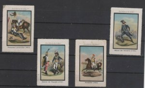 Germany - Military Scenes & Uniforms Vignette Stamps, Lot of 4 - Group 4 - NG