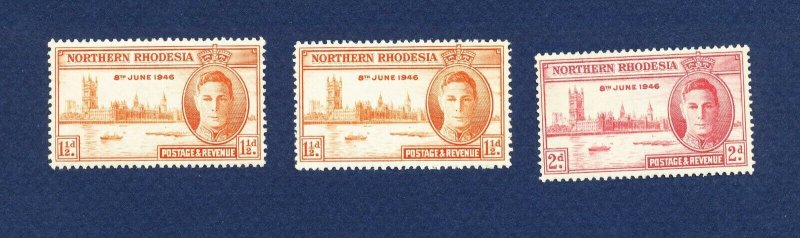 NORTHERN RHODESIA - 46 46a & 47 - VF MNH - Peace - 1946