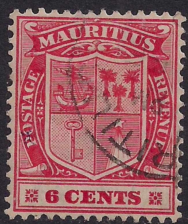 Mauritius 1910 KGV 6ct Carmine Red used SG 186 ( G359 )