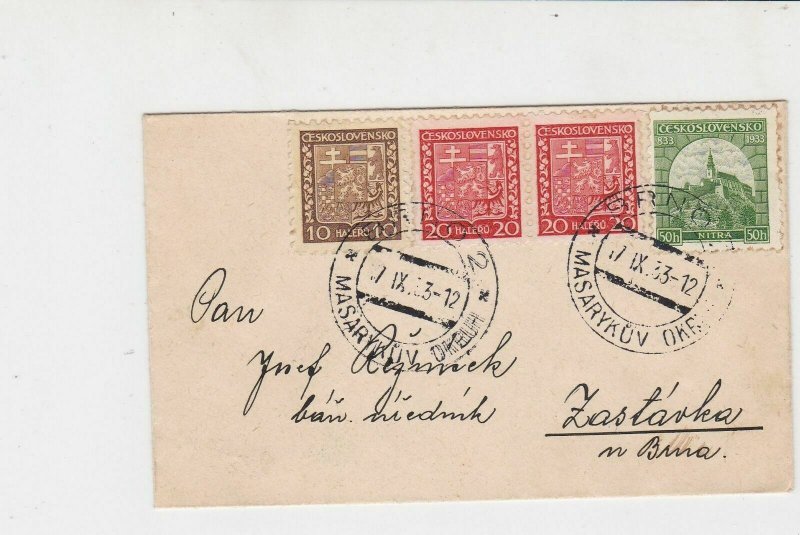 Czechoslovakia 1933 Souvenir Stamps Brno Cancels Cover Ref 23866