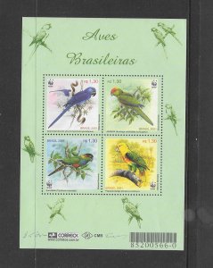 BIRDS - BRAZIL #2799 PARROTS S/S MNH