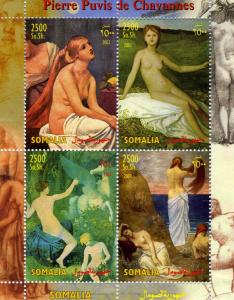 Somalia 2003 PUVIS DE CHAVANNES Nudes Paintings Sheet (4) Perforated Mint (NH)