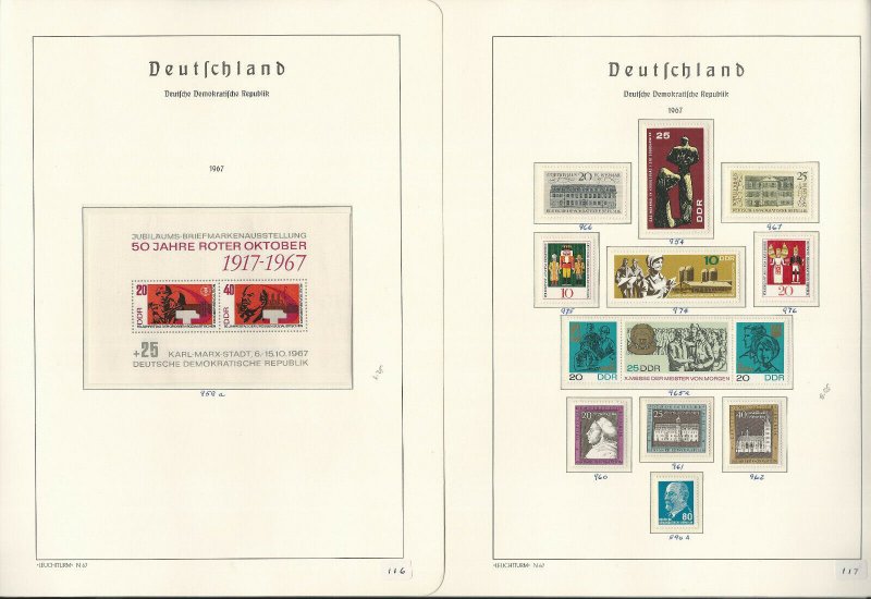 Germany DDR Stamp Collection on 24 Hingless Lighthouse Pages, 1967-69, JFZ