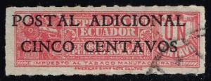 Ecuador #RA44 Overprint on Tobacco Stamp; used (0.25)