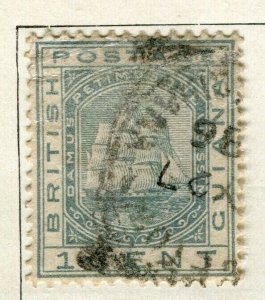 BRITISH GUIANA; 1882 early classic Crown CA issue used 1c. value