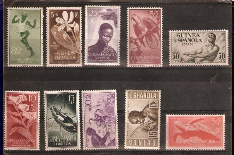 LOT 216 SPAIN COLONIES GUINEA  MIX 10 DIFFERENT STAMPS