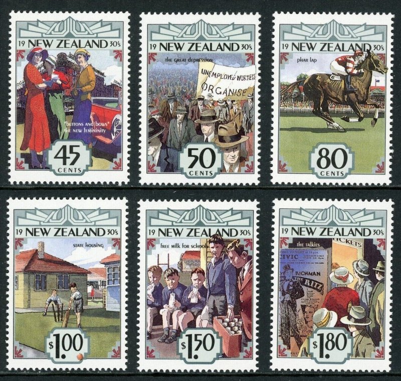 1993 New Zealand Sc #1145-50 Emerging Years 'Celebrating the 1930's' MNH Cv$6