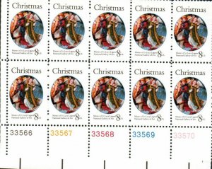 1972 U.S. Scott 1471 8c Christmas Master of St Lucy Legend Plate Blk of 10 MNH