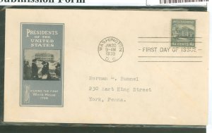 US 844 1939 4.5c White (presidential/prexy series) coil single on an addressed first day cover with an Ioor cachet.