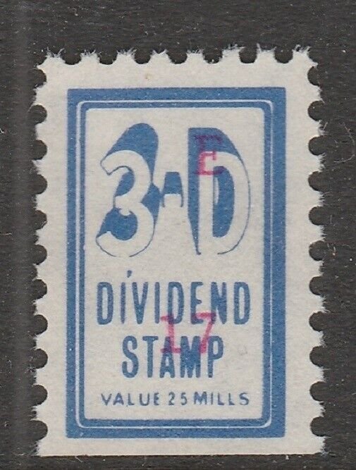 a-    3-D  Three D -USA Merchant trading store stamp - t221