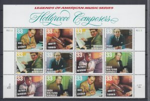 (F) USA #3339-44 Hollywood Composers Partial Sheet of 12 Stamps MNH