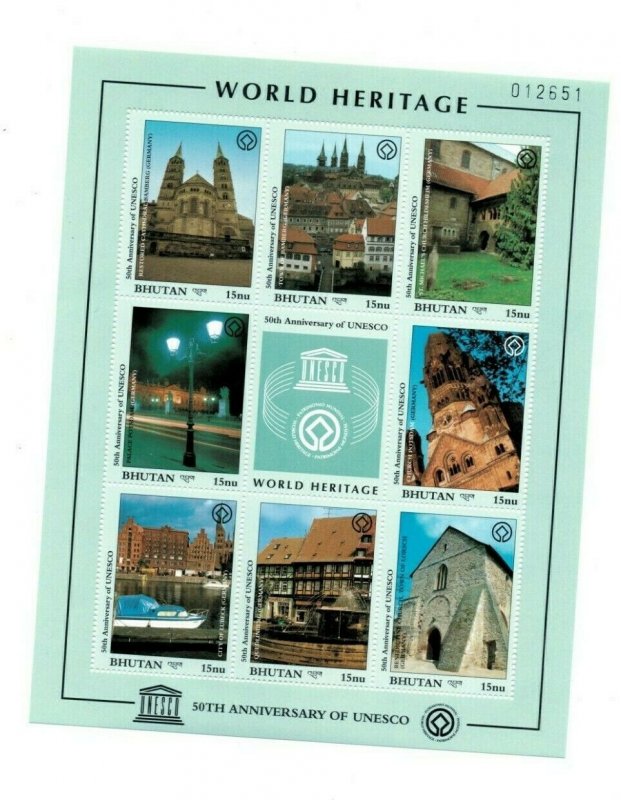 SPECIAL LOT Bhutan 1997 1154 - UNESCO 50th Anniv. - 25 Sets of 8v -MNH Sheetlets