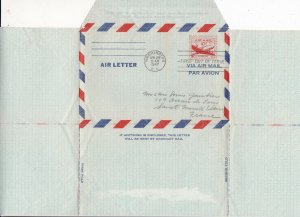 U.S. Airmail Air Letter Washington D.C. 1947 Cancel 10c FDC To France Ref 44617