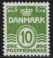 Denmark #318a MNH Stamp - Wavy Lines and Number