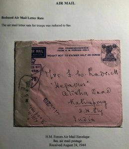 1942 HM Forces India Censored Stationery Airmail Cover To Kalimpong