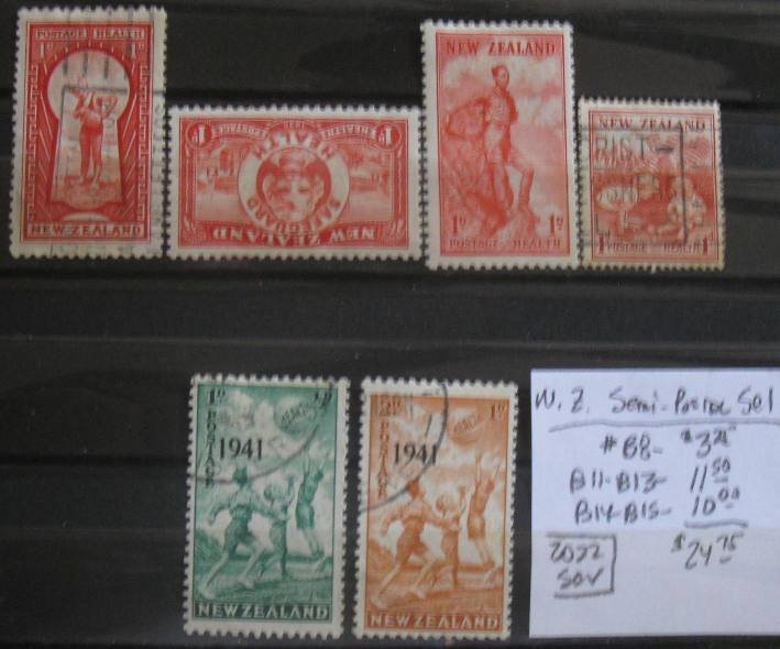 New Zealand Semi-Postal Selection #B8//B15- SCV=$24.75