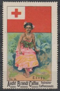 Aecht Brandt Coffee Flags Collection Stamp No. 36 Tonga MNG  -AL