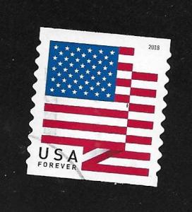 SC# 5260 - (50c) - U.S. Flag, coil die cut 9.5 Used Single, Off Paper