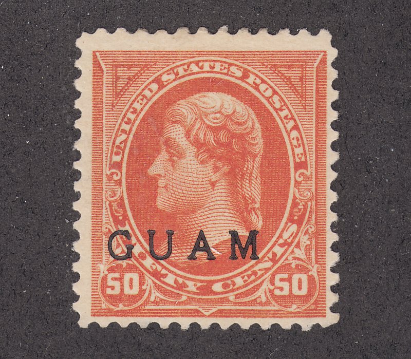 Guam Sc 11 MLH. 1899 50c orange Thomas Jefferson w/ GUAM ovpt, VLH   