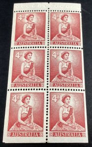 Australia #318a Mint Pane of 6 Queen Elizabeth 1959