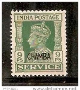 India Convention States -  CHAMBA 1941-46 9pies KG VI SERVICE SG - O75 / Sc O...