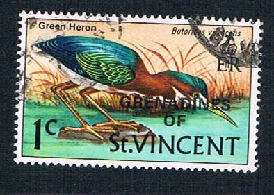 St Vincent Grenadines 3 Used Green Heron overprint (BP2108)