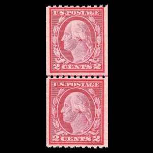 WCstamps: U.S. Scott #487 / 2c Type II Coil Line Pair, F/VF, Mint OGnh / CV $275