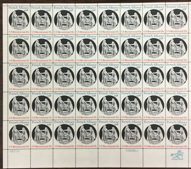 1753 French Alliance. MNH 13 cent sheet of 40 stamps. Issued in 1978 ...