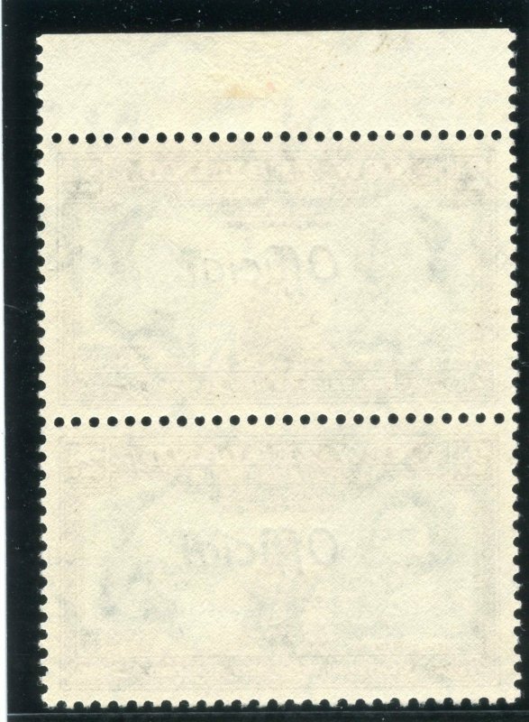 New Zealand 1940 Official 2d blue-green & chocolate pair MNH. SG O144, O144a.