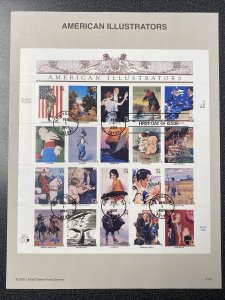 FDC 3502 American Illustrators Sheet 2001 First Day Cover USPS
